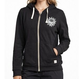 Marine Layer Afternoon Hoodie Full Zip Women's Medium Black Graphic Sun Made USA
